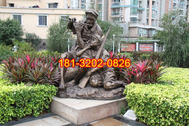 艱苦歲月銅雕，校園銅雕，八路軍戰(zhàn)士銅雕