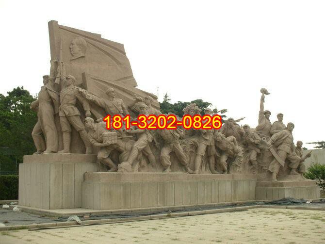廣場(chǎng)黨建人物八路軍打仗石雕